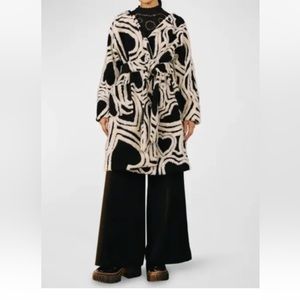 NWT $260 Farm Rio Wild Hearts Tie-Belt Fleece Coat XS